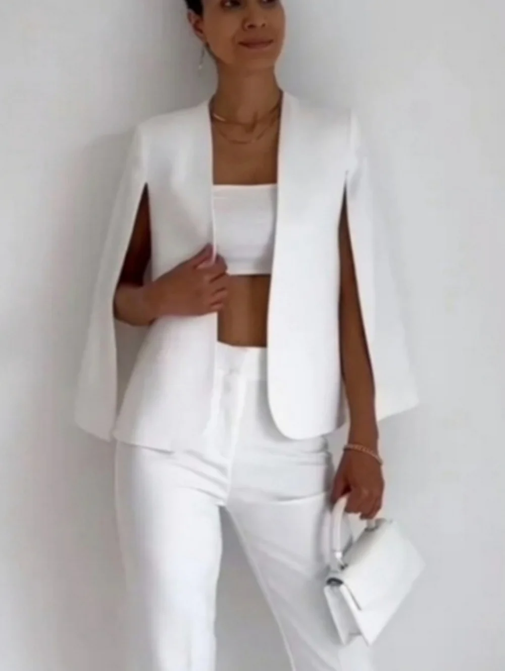 ZARA CAPE BLAZER WHITE SIZE S